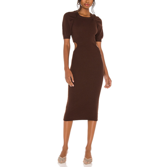 Lpa 'Clementine' Brown Cut Out Dress Size L - NWT - Picture 1 of 5